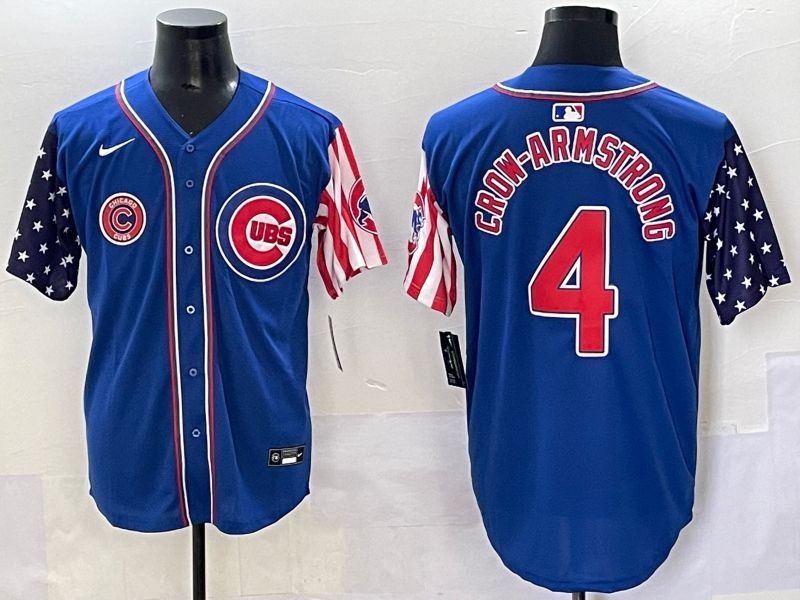 Men 2025 Chicago Cubs #4 Crow-Armstrong Blue a generation of national flags Joint Name Nike MLB Jersey style 6